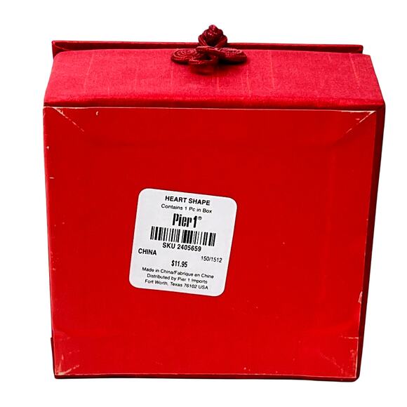 Pier 1 Li Bien 2000 Hand-Painted Glass Ornament "HEART SHAPE" & Original Red Box - Picture 7 of 7
